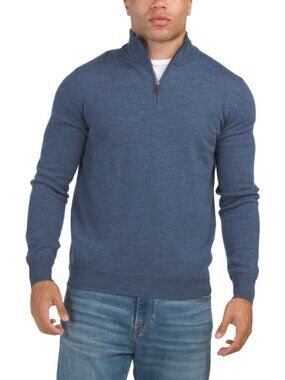 JASON WU Extrafine Merino Wool Quarter Zip Mock Neck Sweater